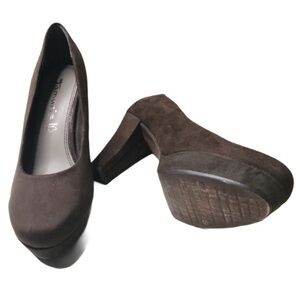 Tamaris platform heeled brown suede pumps sz EU 39
